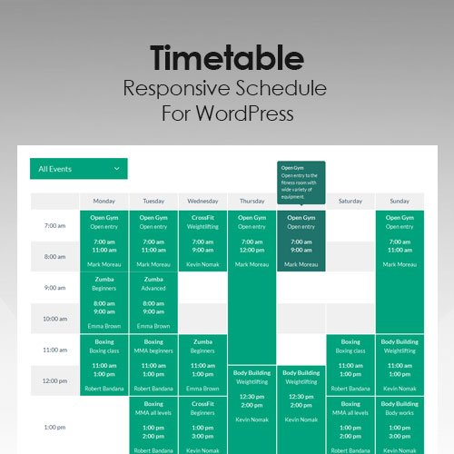 Timetable Responsive Schedule For WordPress