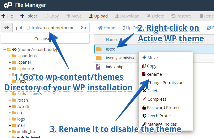 Deactivating a Theme via phpMyAdmin