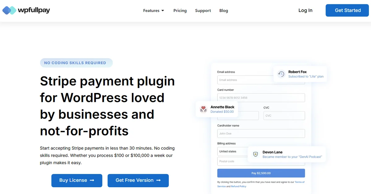 WP Full Stripe – Subscription and Payment Plugin